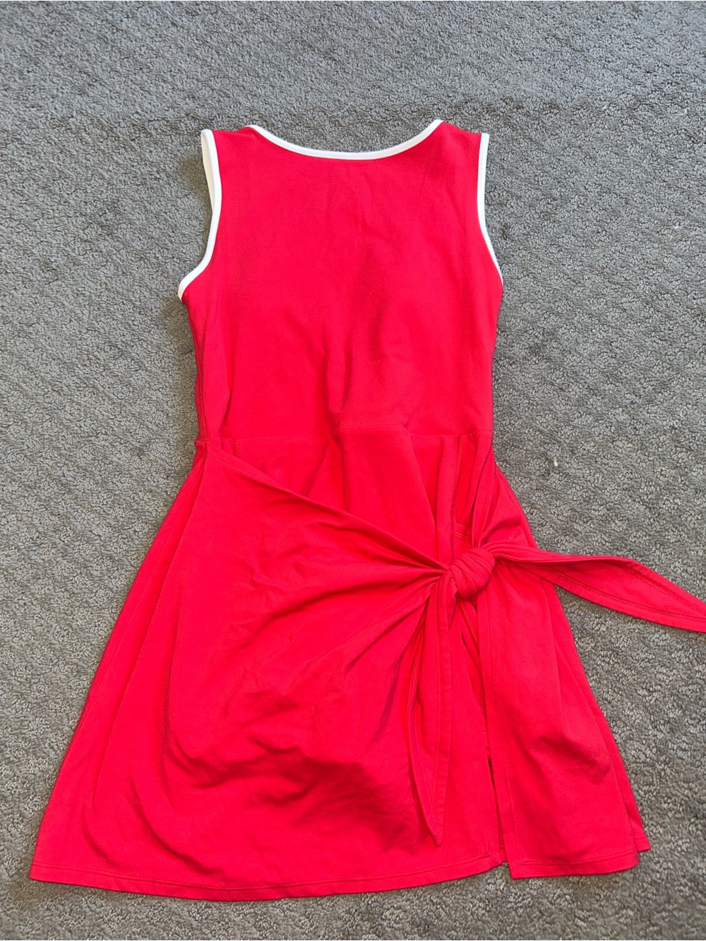 Classic Red Tie-Waist Athletic Sleeveless Dress - Women
